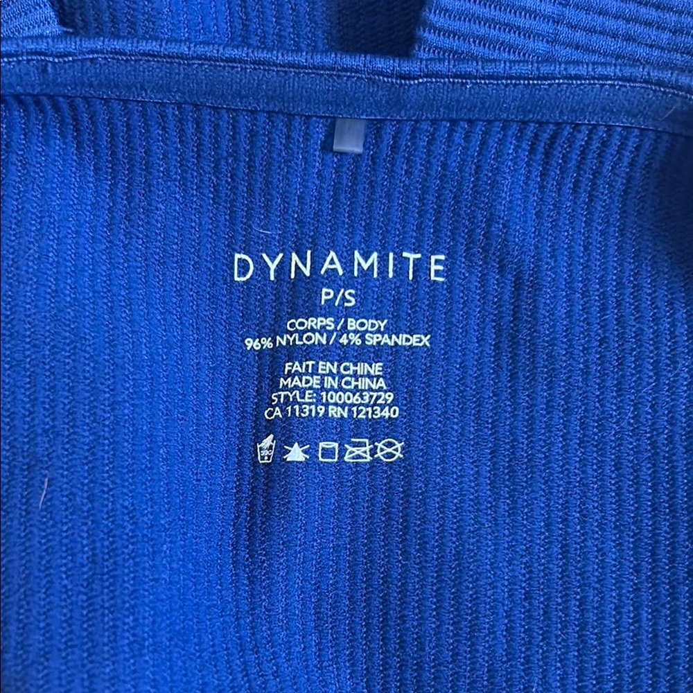 Blue Strapless Ribbed Top - Picture 3 of 3